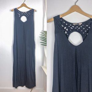 HOLDING HORSES Navy Woven Open Back Maxi Dress
